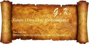 Gavrilovits Kolombusz névjegykártya